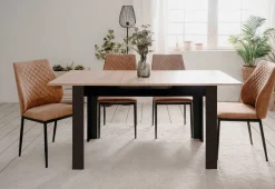 Ausziehbarer Esstisch Birma - 125/165x80x75cm - Artisan Eiche/schwarz
