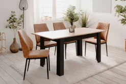 Ausziehbarer Esstisch Birma - 125/165x80x75cm - Artisan Eiche/schwarz