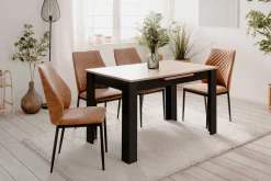 Ausziehbarer Esstisch Birma - 125/165x80x75cm - Artisan Eiche/schwarz