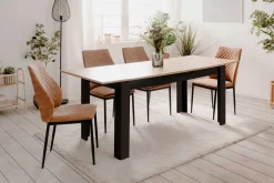 Ausziehbarer Esstisch Birma - 160/200x80x75cm - Artisan Eiche/schwarz
