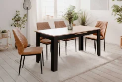 Ausziehbarer Esstisch Birma - 160/200x80x75cm - Artisan Eiche/schwarz