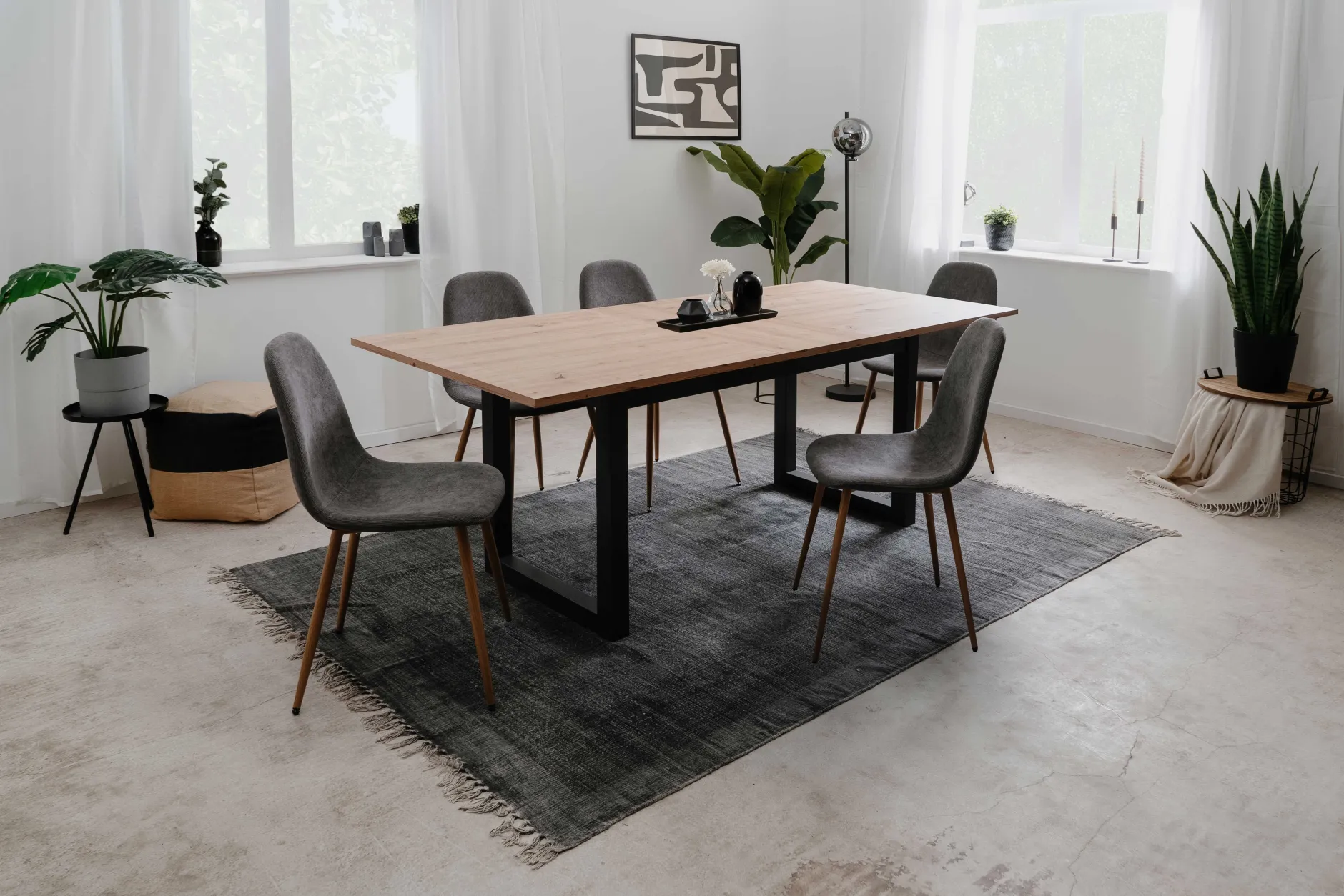 Ausziehbarer Esstisch Damon 160/200x90 - Artisan Eiche/Anthrazit