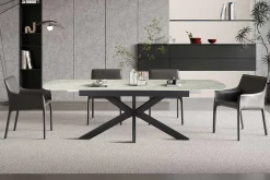 Ausziehbarer Esstisch Hestia - 180/220x90x76cm - gesinterter Stein - beige