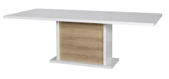 Ausziehbarer Esstisch Kaia 180/225x100 - Hochglanz weiß/Eiche
