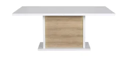 Ausziehbarer Esstisch Kaia 180/225x100 - Hochglanz weiß/Eiche