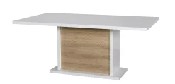 Ausziehbarer Esstisch Kaia 180/225x100 - Hochglanz weiß/Eiche