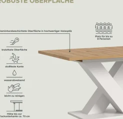 Ausziehbarer Esstisch Motion Emob - Artisan/Naturweiß - 150-190x76x90 cm