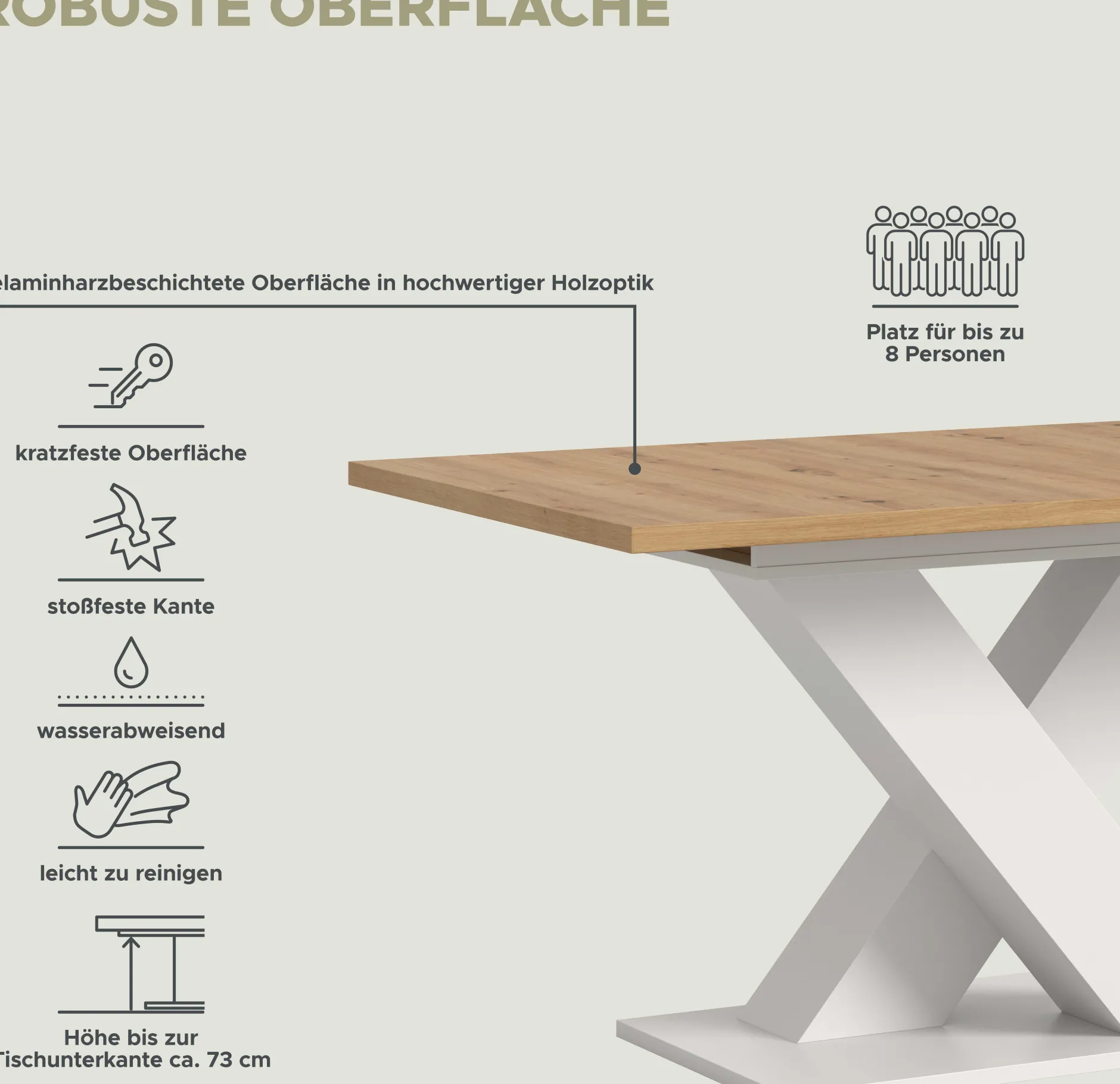 Ausziehbarer Esstisch Motion Emob - Artisan/Naturweiß - 150-190x76x90 cm