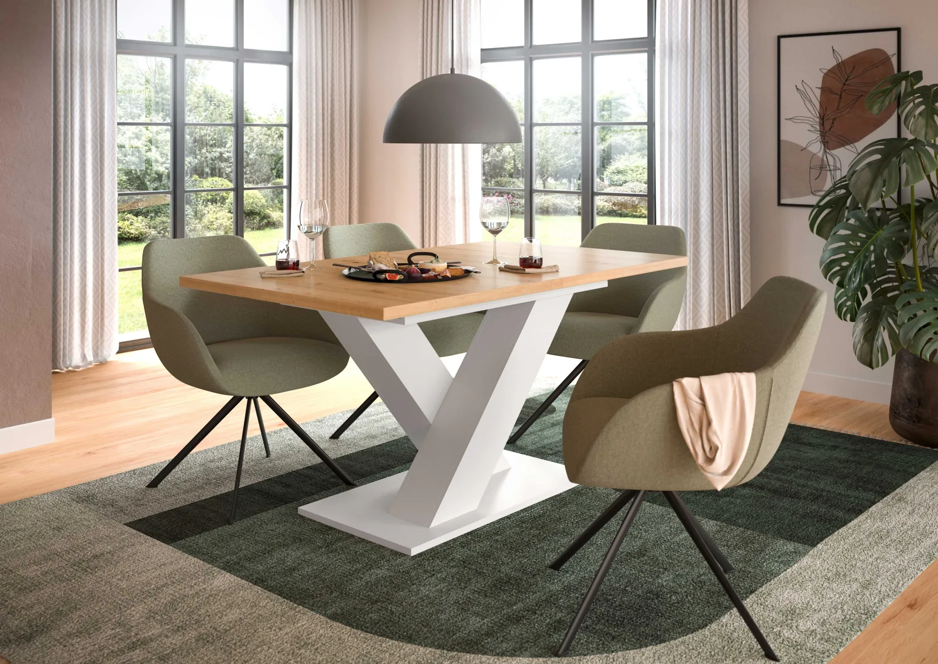 Ausziehbarer Esstisch Motion Emob - Artisan/Naturweiß - 150-190x76x90 cm