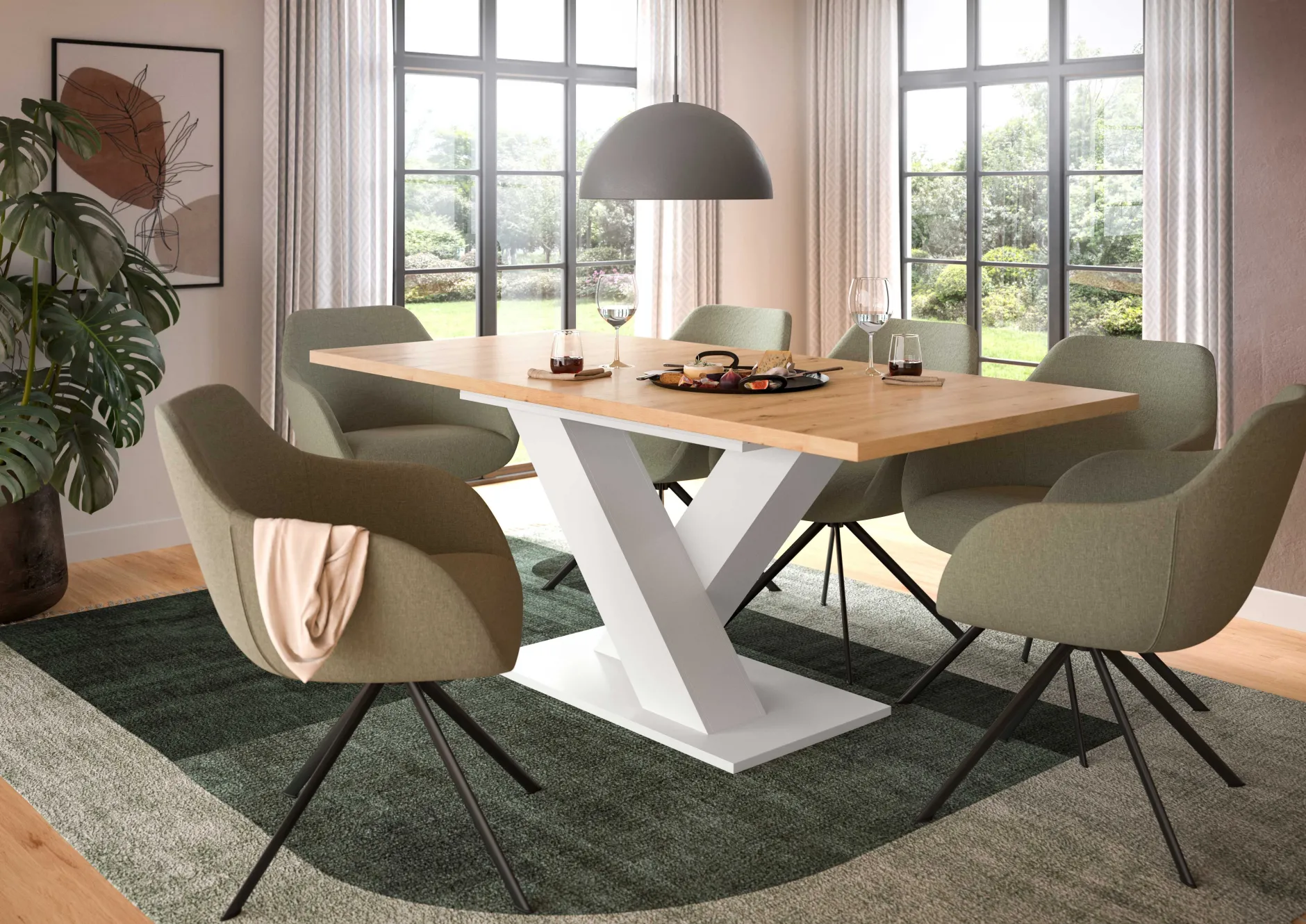 Ausziehbarer Esstisch Motion Emob - Artisan/Naturweiß - 150-190x76x90 cm
