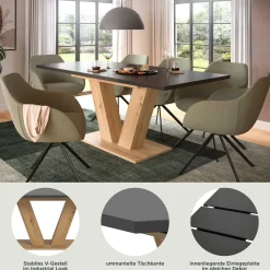 Ausziehbarer Esstisch Motion Emob Artisan/Grau 150-190x76x90 cm