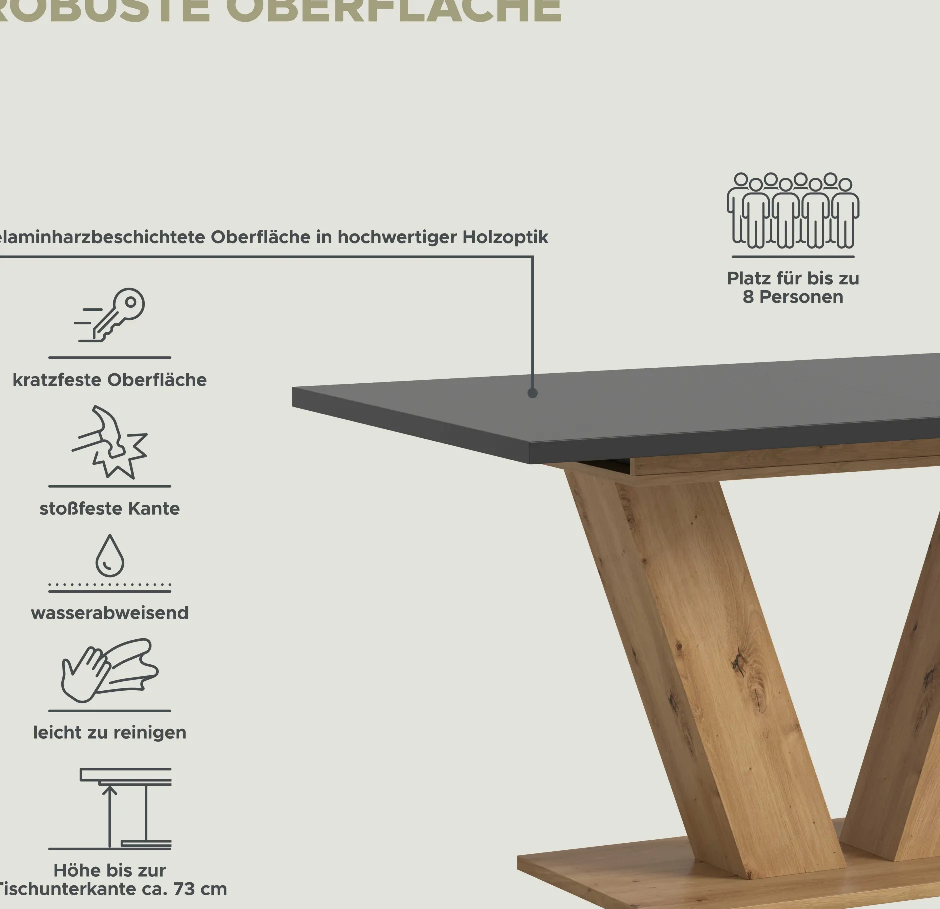 Ausziehbarer Esstisch Motion Emob Artisan/Grau 150-190x76x90 cm