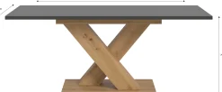 Ausziehbarer Esstisch Motion Emob - X-Gestell - 150-190x90cm - Artisan/Grau