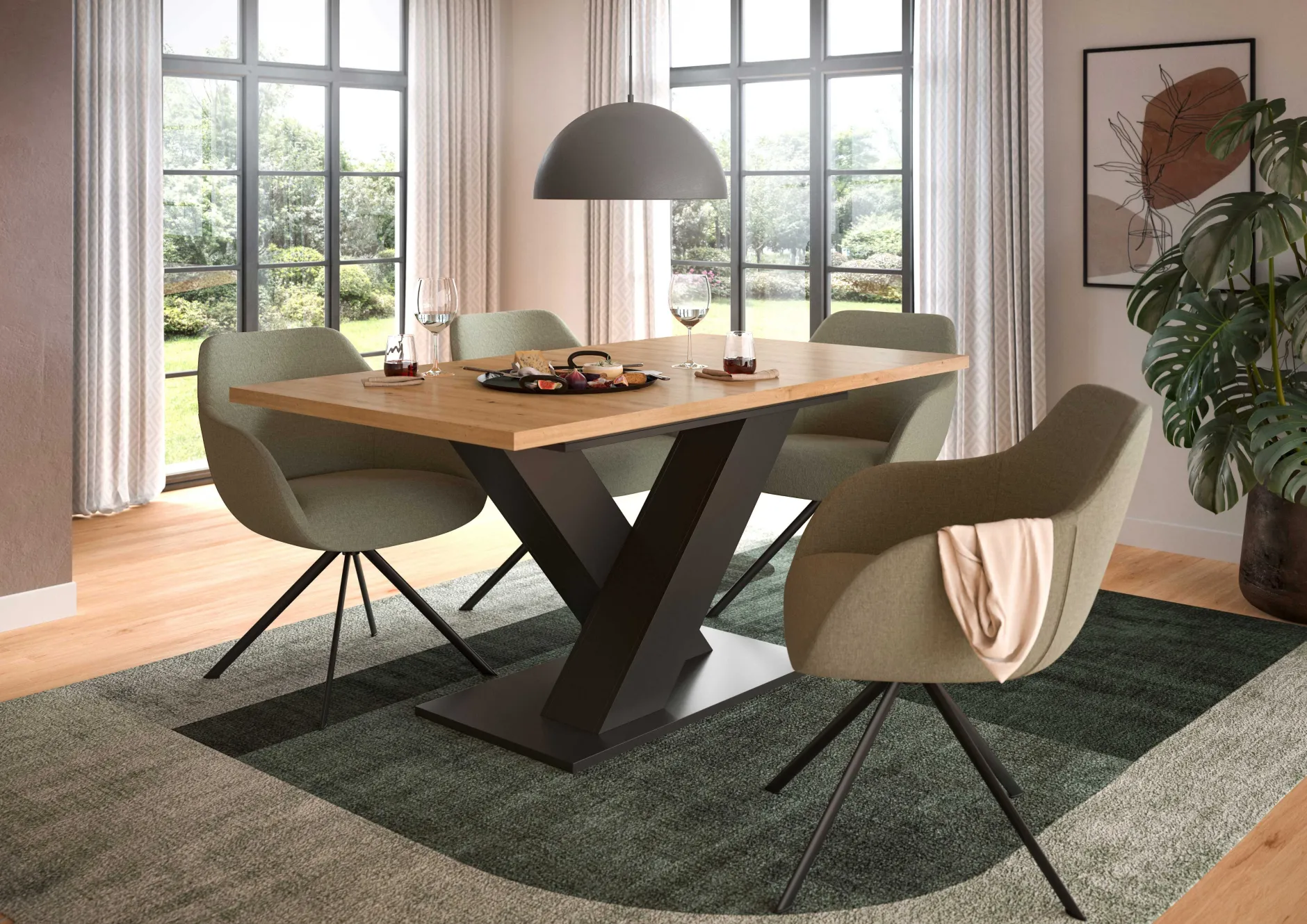 Ausziehbarer Esstisch Motion von Emob - Artisan/ Grau - 150-190x76x90 cm