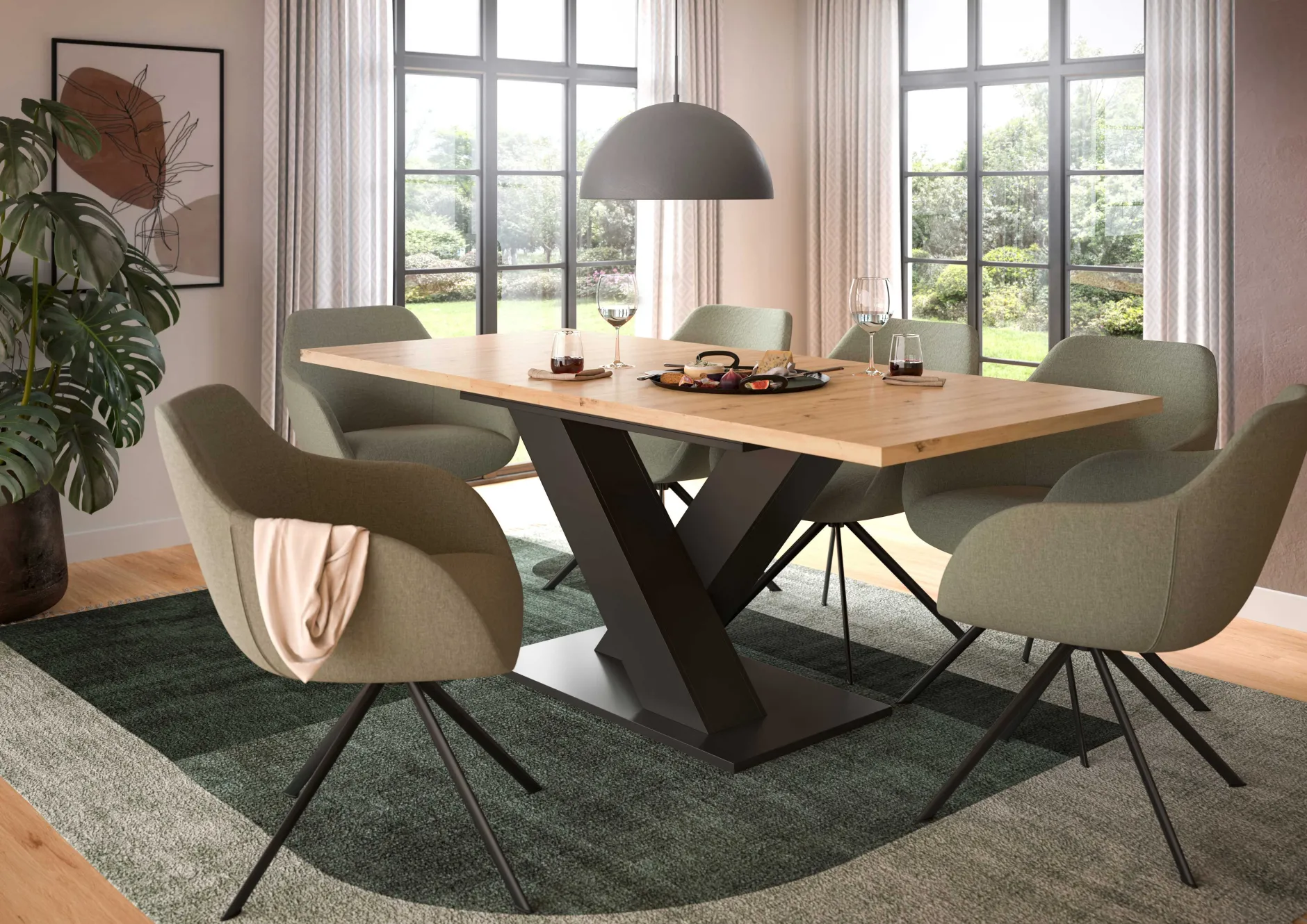 Ausziehbarer Esstisch Motion von Emob - Artisan/ Grau - 150-190x76x90 cm