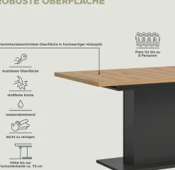Ausziehbarer Esstisch Motion Emob - Grau/Artisan - 150-190x76x90 cm