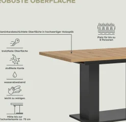 Ausziehbarer Esstisch Motion Emob - Artisan Holzoptik, Grau, 150-190x90x76 cm