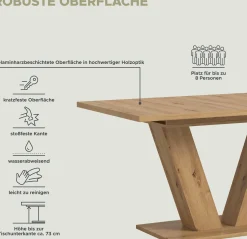 Ausziehbarer Esstisch Motion Emob in Artisan Natur 150-190x76x90 cm