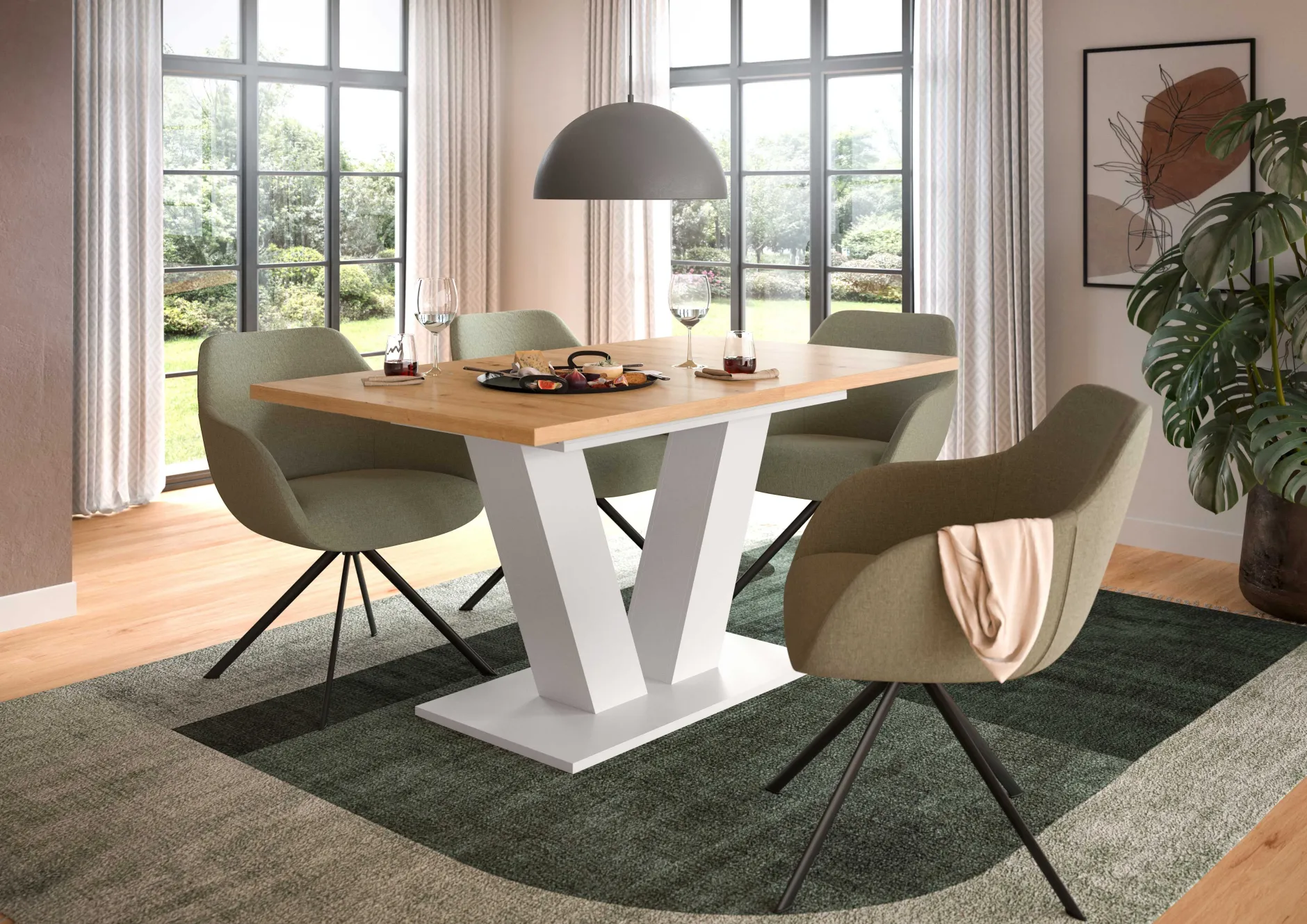 Ausziehbarer Esstisch Motion Emob - Artisan/Weiß - 150-190x76x90 cm