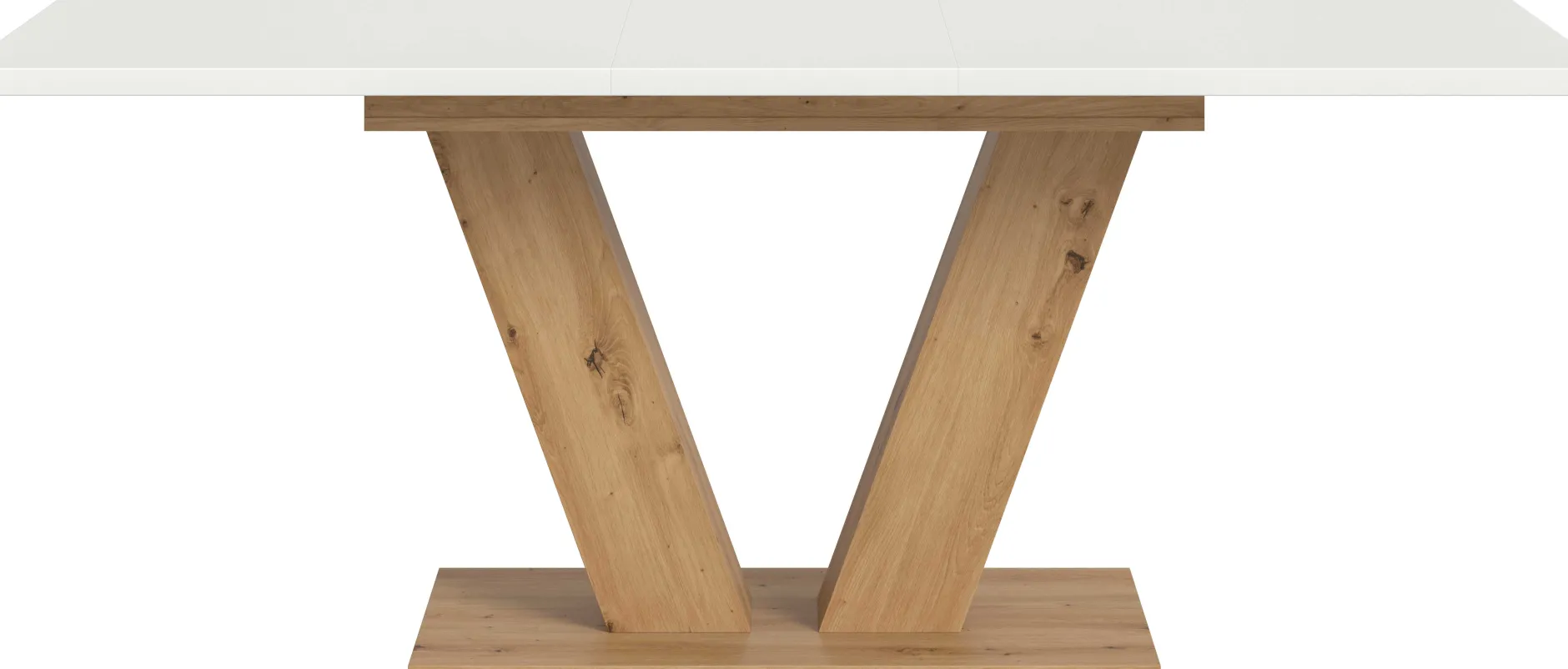 Ausziehbarer Esstisch Motion Emob - V-Base, Weiß/Natur, 150-190x76x90 cm