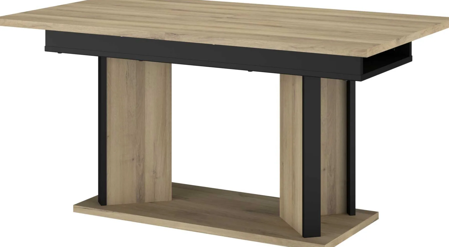 Ausziehbarer Esstisch Oskar - 160>200x90cm - Eiche Dekor/schwarz