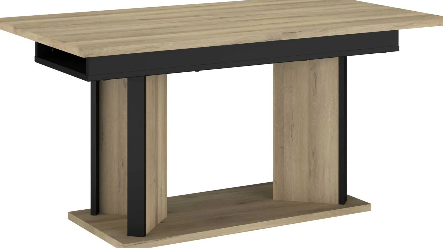 Ausziehbarer Esstisch Oskar - 160>200x90cm - Eiche Dekor/schwarz