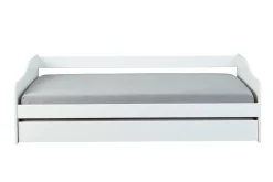 Ausziehbares Bett Leonie | 207 x 96,5 x 62 cm | 100% Melamin beschichtet | Farbe: Weiß