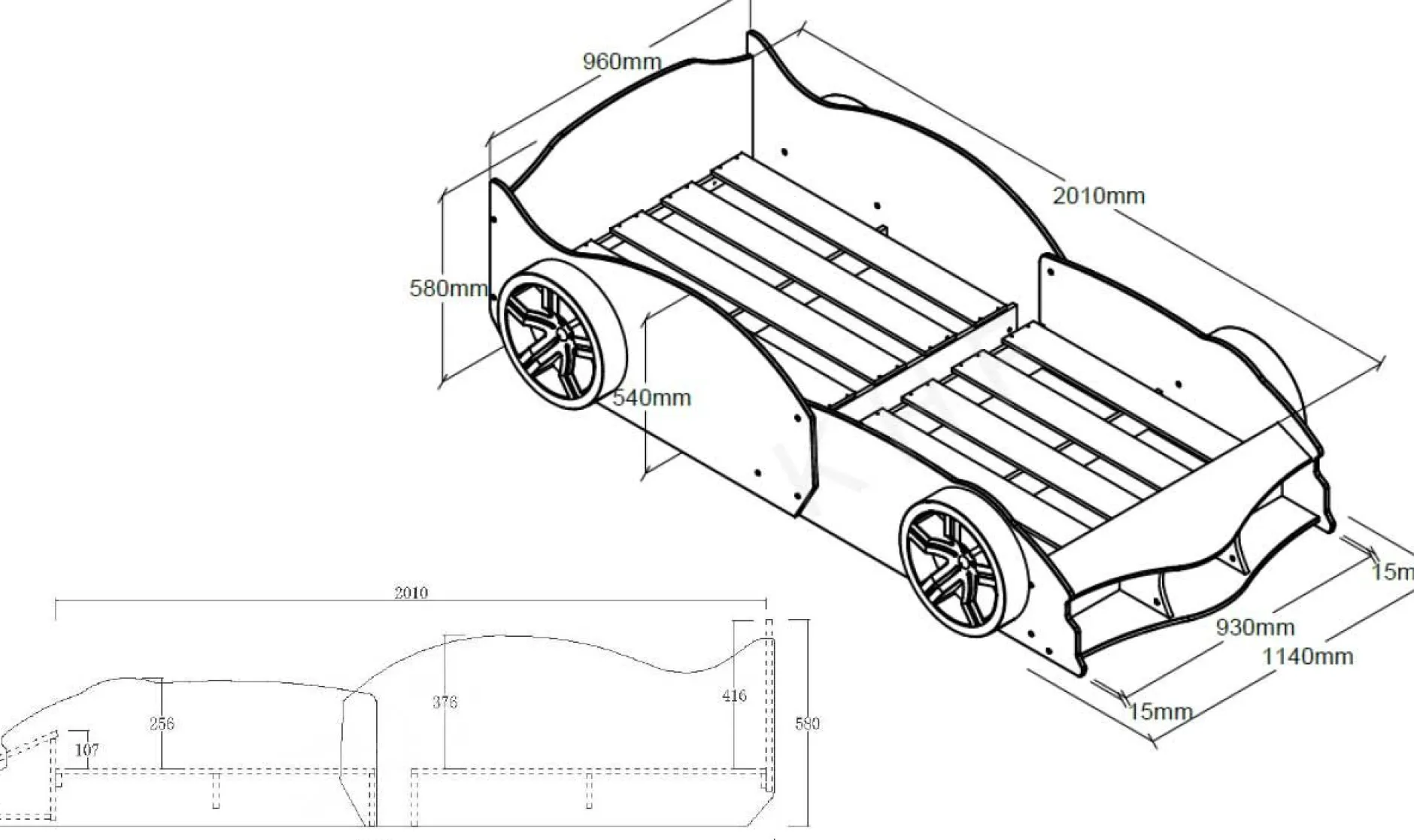 AutoBett Max 90x200cm - rot
