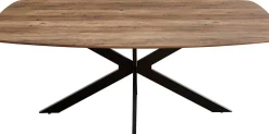 Aziz 200 cm Dänischer Ovaltisch mit Mango-Dekor | Metallbeine, MDF-Platte, ABS-Kante | H76 x B200 x T100 cm - 25mm