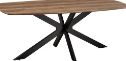 Aziz 200 cm Dänischer Ovaltisch mit Mango-Dekor | Metallbeine, MDF-Platte, ABS-Kante | H76 x B200 x T100 cm - 25mm