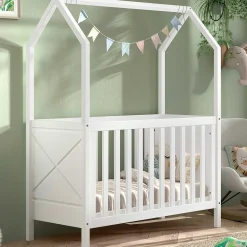 Babybett Scottie - 60x120cm - verstellbarer Lattenrost - Kiefer weiß