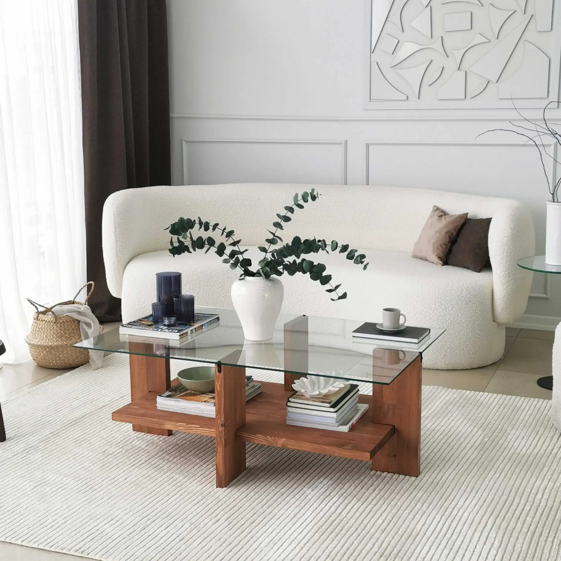 Babylon Couchtisch | GEHÄRTETES GLAS | Holz