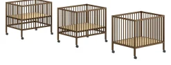 Babypark Dino | 95 x 75 cm | verstellbar | Buche massiv | nussbaumfarben