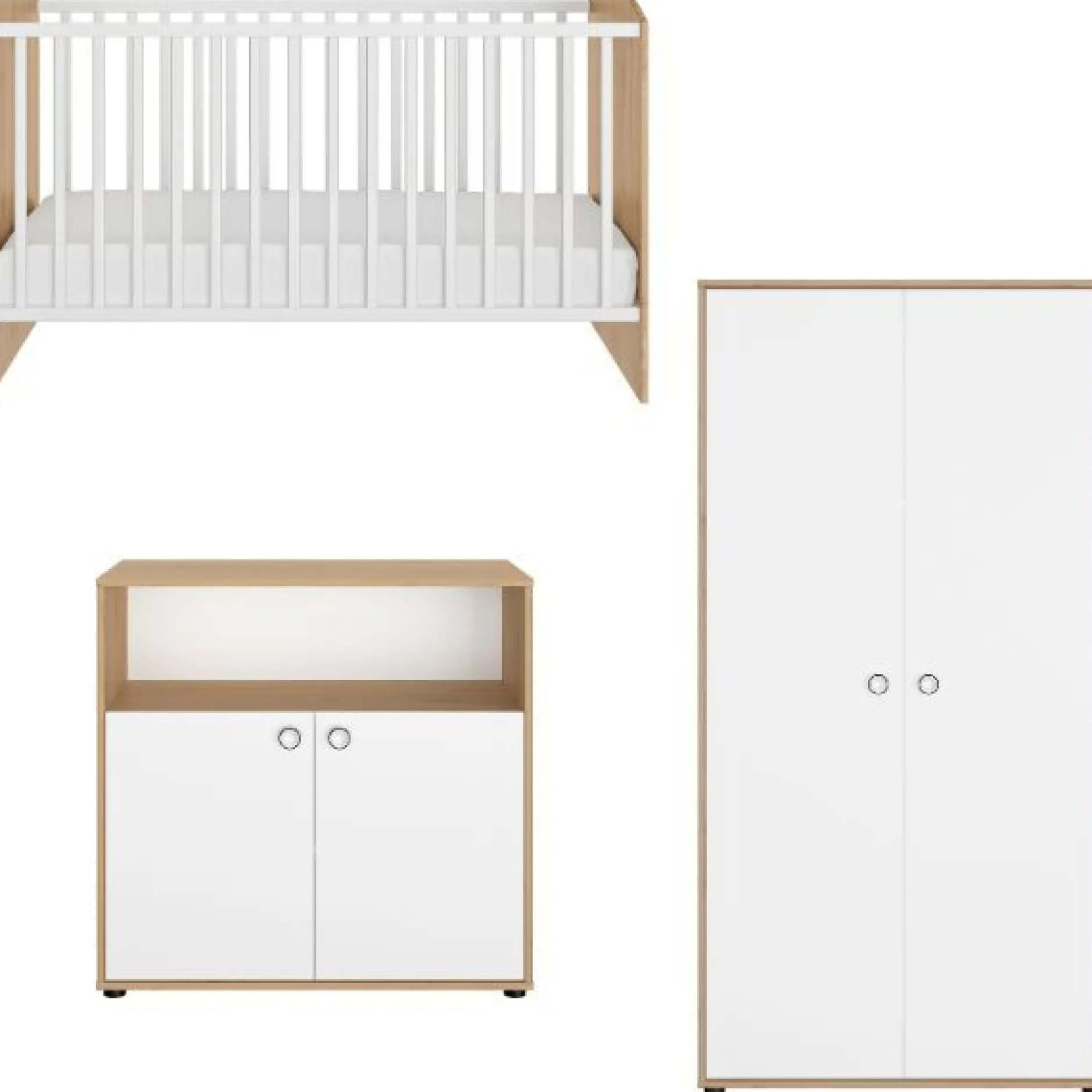 Baby- und Kleinkindzimmer-Set Arthur | Anzuchtbett, Kleiderschrank, Kommode | Bettkasten nicht enthalten | Artisan Oak Design