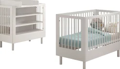 Babyzimmer Forrest: Babybett 60x120cm, Wickeltisch mit Wickelauflage - Weißbuche