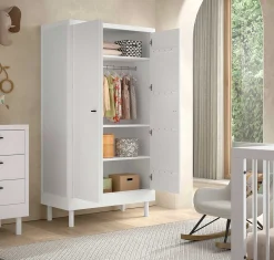 Babyzimmer Forrest: Babybett 60x120cm, Wickeltisch, Kleiderschrank - Weißbuche