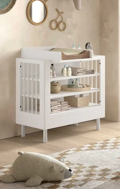 Babyzimmer Forrest: Babybett 70x140cm, Wickeltisch - Buche weiß