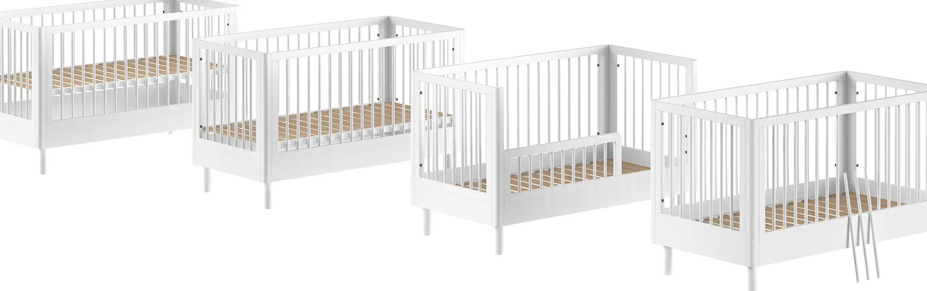 Babyzimmer Forrest: Babybett 70x140cm, Wickeltisch - Buche weiß