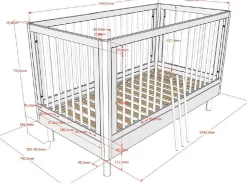 Babyzimmer Forrest: Babybett 70x140cm, Kommode mit Windelregal, Kleiderschrank - Weißbuche