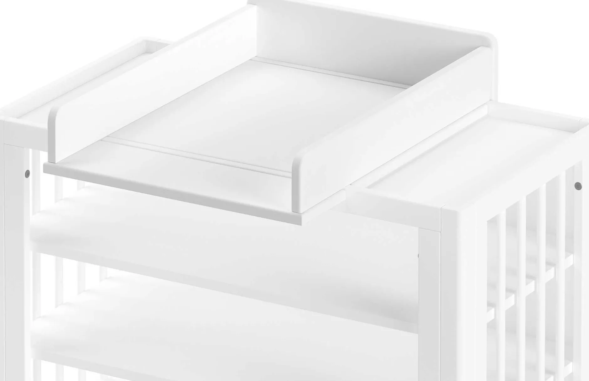 Babyzimmer Forrest: Babybett 70x140cm, Wickeltisch mit Wickelbrett, Kleiderschrank - Weißbuche