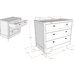 Babyzimmer Forrest: Babybett 70x140cm, Kommode, Kleiderschrank - Weißbuche