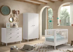 Babyzimmer Forrest: Babybett 60x120cm, Kommode, Kleiderschrank - Weißbuche