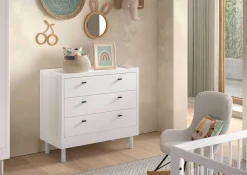 Babyzimmer Forrest: Babybett 60x120cm, Kommode, Kleiderschrank - Weißbuche