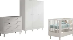 Babyzimmer Forrest: Babybett 60x120cm, Kommode, Kleiderschrank - Weißbuche
