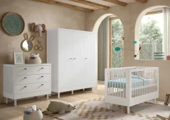 Babyzimmer Forrest: Babybett 60x120cm, Kommode, Kleiderschrank - Weißbuche