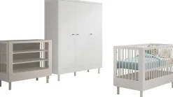 Babyzimmer Forrest: Babybett 60x120cm, Wickeltisch, Kleiderschrank - Weißbuche