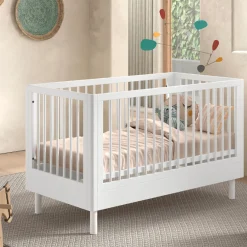 Babyzimmer Forrest: Babybett 70x140cm, Wickeltisch, Kleiderschrank - Weißbuche