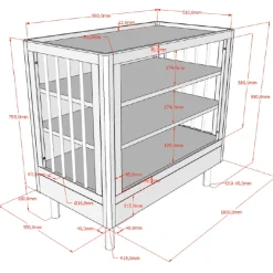 Babyzimmer Forrest: Babybett 70x140cm, Wickeltisch, Kleiderschrank - Weißbuche