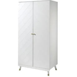 Babyzimmer-Set Billy - Zweitüriger Kleiderschrank, Kommode, Wickeltisch & Babybett - Grün/Weiß