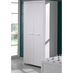 Babyzimmer-Set Erik - Dreitüriger Kleiderschrank, Kommode, Wickeltisch & Kinderbett - MDF/Weiß